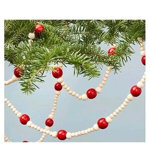 Hearth & Hand: Wood Bead Garland Red and White
